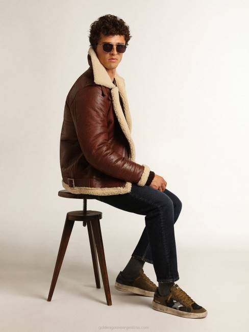 Golden Goose hombres zapatillas stardan de nubuck verde militar y malla negra con estrella de piel blanca 6846650