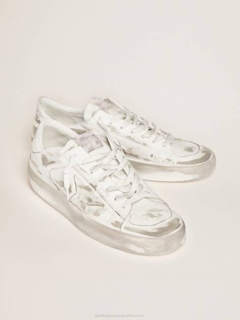 Golden Goose hombres zapatillas stardan de piel blanca con tratamiento desgastado 6846627