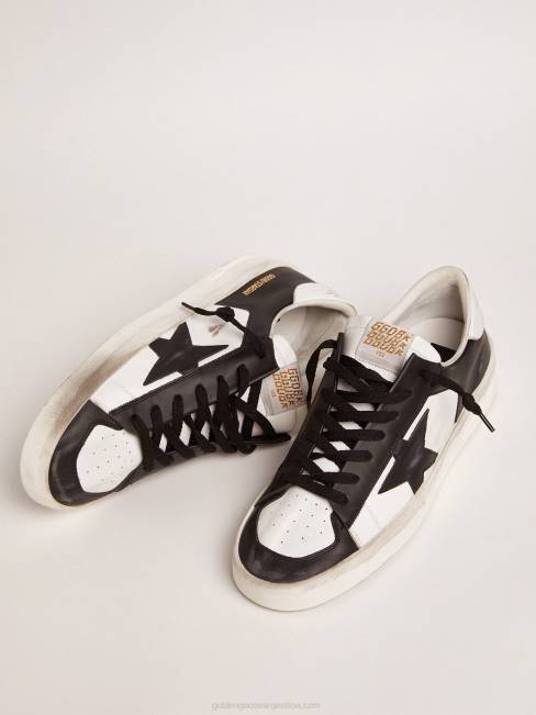 Golden Goose hombres zapatillas stardan de piel en blanco y negro 6846569