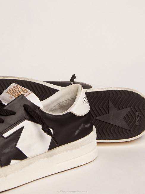 Golden Goose hombres zapatillas stardan de piel en blanco y negro 6846569