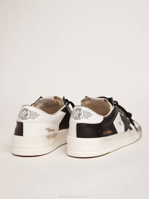 Golden Goose hombres zapatillas stardan de piel en blanco y negro 6846569