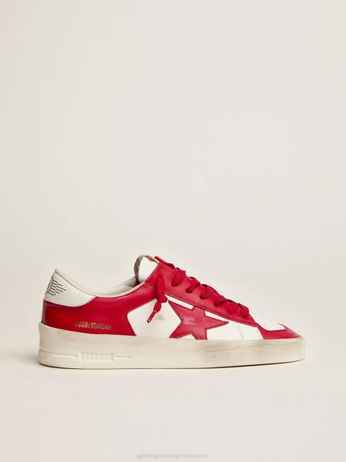 Golden Goose hombres zapatillas stardan de piel roja y blanca 6846586