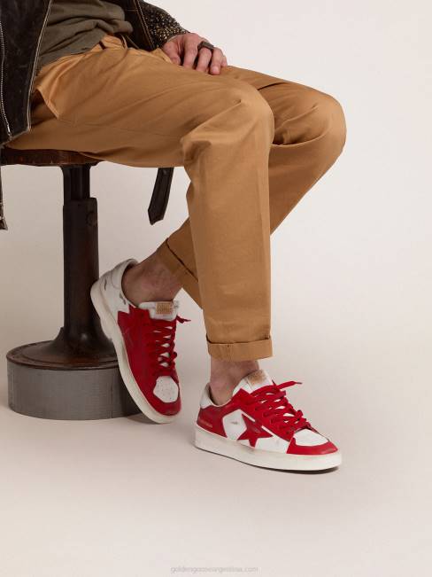 Golden Goose hombres zapatillas stardan de piel roja y blanca 6846586