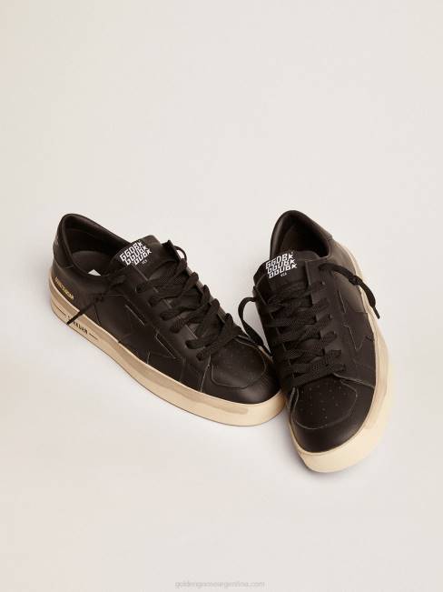 Golden Goose hombres zapatillas stardan de piel total black con acabado vintage 6846595