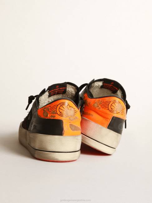 Golden Goose hombres zapatillas stardan negras y naranjas 6846544