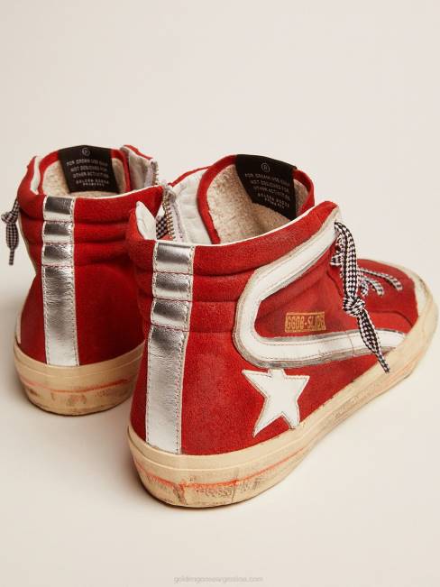 Golden Goose hombres Zapatillas penstar slide de ante rojo con detalles blancos 6846540