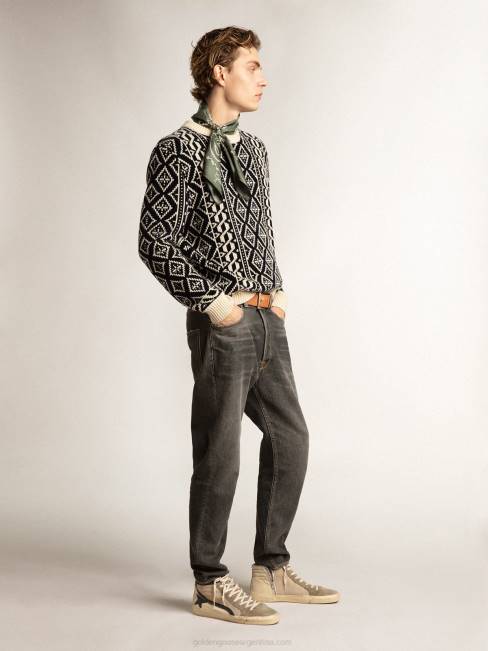 Golden Goose hombres chanclas de malla beige y nailon con estrella y flash de piel azul 6846645