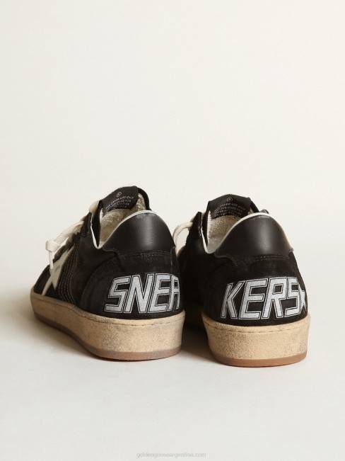 Golden Goose hombres Zapatillas Ball Star de ante negro con estrella de piel blanca y refuerzo del talón de piel negra 6846546