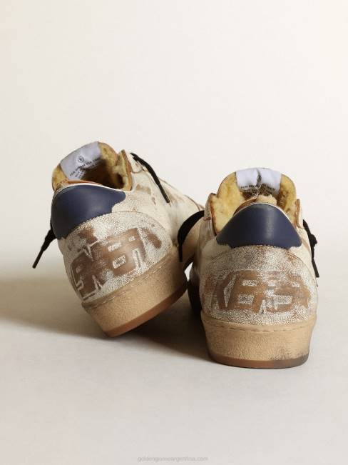 Golden Goose hombres Zapatillas deportivas ball star de piel blanca brillante con estrella de piel verde oscuro y forro de borrego 6846684