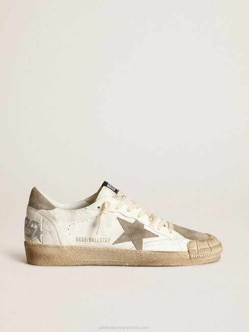 Golden Goose hombres Zapatillas deportivas ball star ltd de napa blanca con estrella de ante gris paloma y refuerzo en el talón 6846634