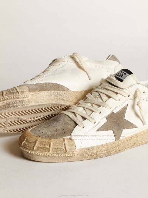 Golden Goose hombres Zapatillas deportivas ball star ltd de napa blanca con estrella de ante gris paloma y refuerzo en el talón 6846634