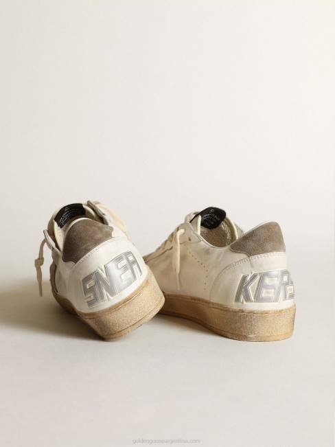 Golden Goose hombres Zapatillas deportivas ball star ltd de napa blanca con estrella de ante gris paloma y refuerzo en el talón 6846634