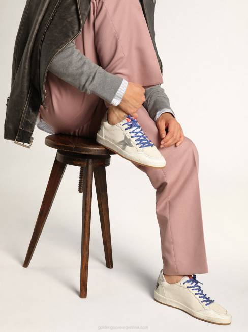 Golden Goose hombres Zapatillas deportivas ball star ltd de napa blanca con estrella de cuero laminado plateado y refuerzo en el talón 6846535