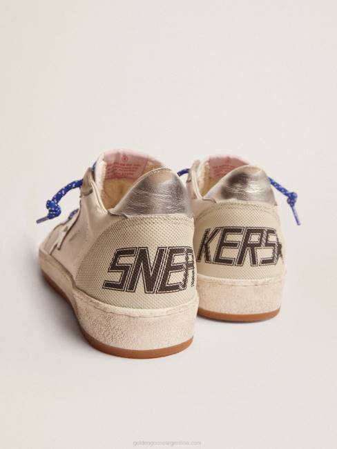 Golden Goose hombres Zapatillas deportivas ball star ltd de napa blanca con estrella de cuero laminado plateado y refuerzo en el talón 6846535