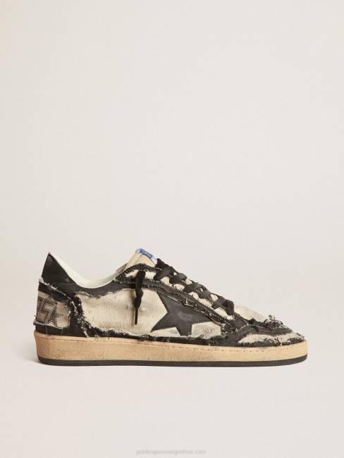 Golden Goose hombres ball star lab de lona blanca y denim azul con estrella de piel negra 6846683