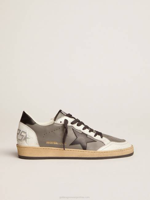 Golden Goose hombres estrella de bola en cuero gris con una estrella de cuero negro y refuerzo en el talón 6846669