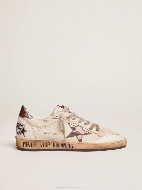 Golden Goose hombres zapatillas ball star de napa con inserciones holográficas y texto en la suela 6846601