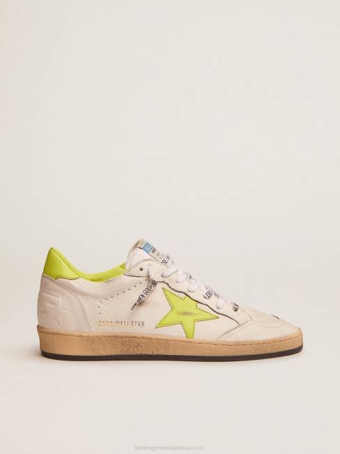 Golden Goose hombres zapatillas ball star ltd con estrella de cuero verde lima y refuerzo en el talón 6846545