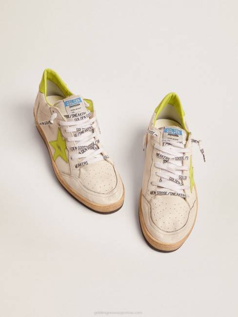 Golden Goose hombres zapatillas ball star ltd con estrella de cuero verde lima y refuerzo en el talón 6846545