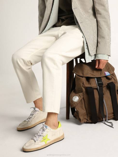 Golden Goose hombres zapatillas ball star ltd con estrella de cuero verde lima y refuerzo en el talón 6846545