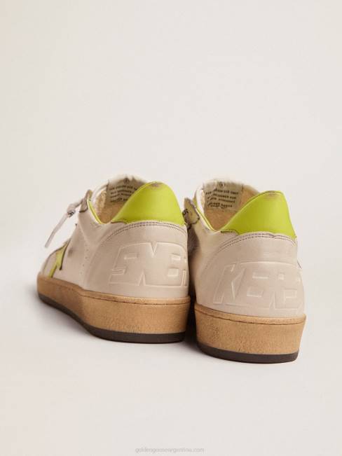 Golden Goose hombres zapatillas ball star ltd con estrella de cuero verde lima y refuerzo en el talón 6846545