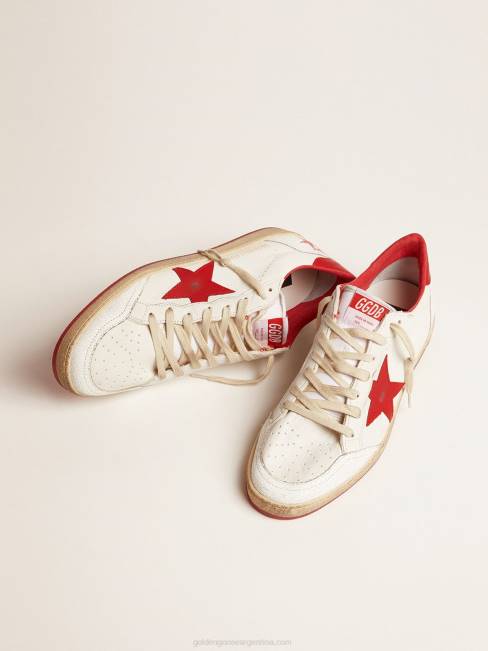 Golden Goose hombres zapatillas deportivas ball star blancas de piel con estrella roja y refuerzo en el talón 6846503