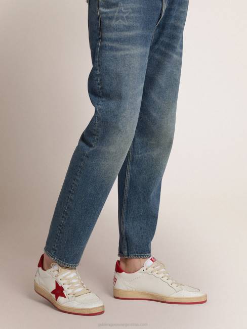 Golden Goose hombres zapatillas deportivas ball star blancas de piel con estrella roja y refuerzo en el talón 6846503