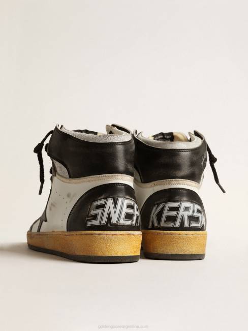 Golden Goose hombres sky-star de napa blanca con estrella de piel negra 6846616