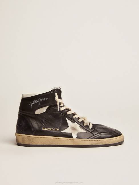 Golden Goose hombres zapatillas sky-star de napa negra con estrella de napa blanca 6846550