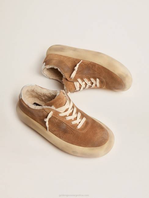 Golden Goose hombres Zapato space-star de ante color tabaco con interior de borrego 6846514