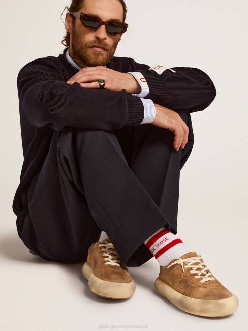 Golden Goose hombres Zapato space-star de ante color tabaco con interior de borrego 6846514