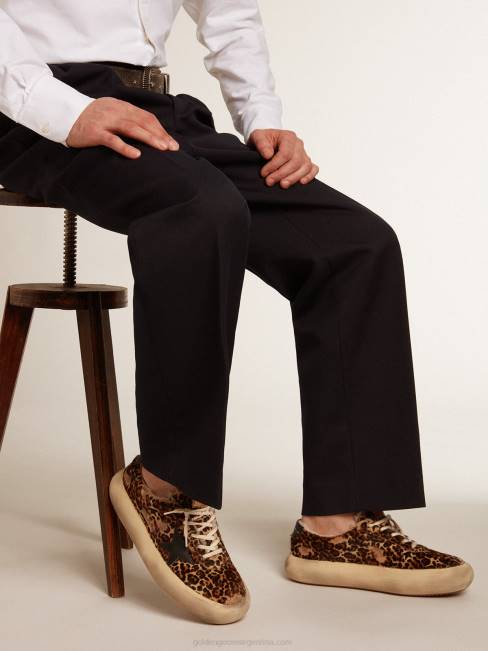 Golden Goose hombres zapatos space-star de piel de potro animal print con forro de borrego 6846584