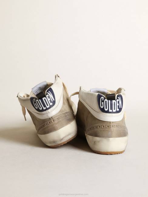 Golden Goose hombres Zapatillas mid star de ante gris tórtola con estrella de piel roja metalizada y flash de piel blanca 6846567