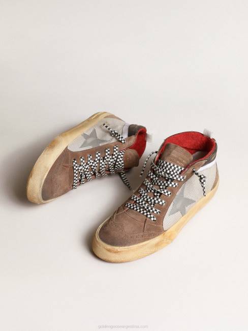 Golden Goose hombres estrella media de malla y ante con estrella de piel plateada 6846642