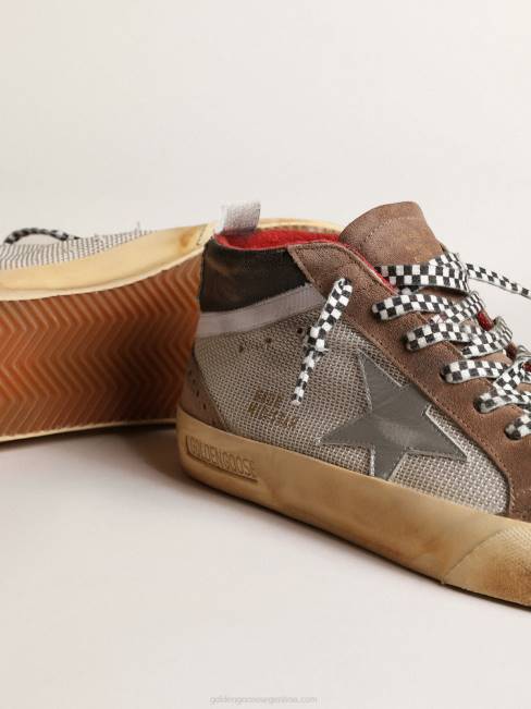 Golden Goose hombres estrella media de malla y ante con estrella de piel plateada 6846642
