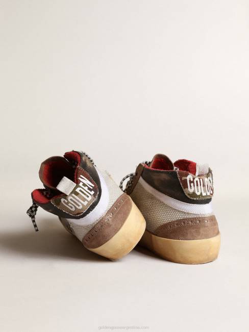 Golden Goose hombres estrella media de malla y ante con estrella de piel plateada 6846642