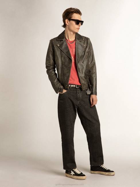 Golden Goose hombres estrella media de napa y ante negro con estrella de piel blanca 6846659