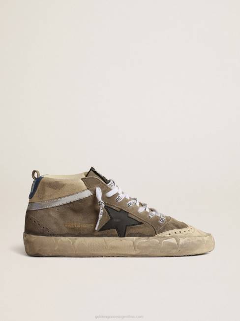 Golden Goose hombres mid star lab de ante gris hielo con estrella negra 6846643