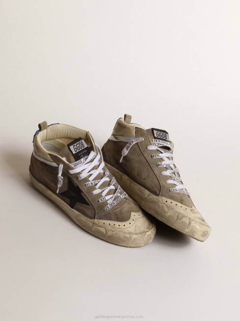 Golden Goose hombres mid star lab de ante gris hielo con estrella negra 6846643