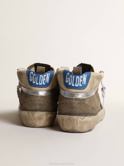 Golden Goose hombres mid star lab de ante gris hielo con estrella negra 6846643