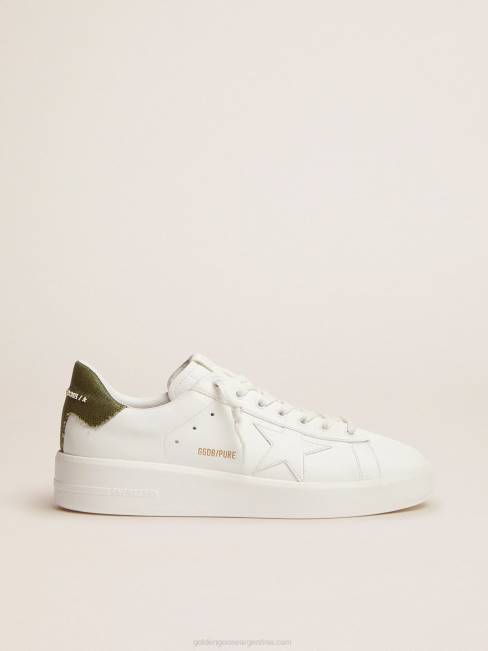 Golden Goose hombres Zapatillas deportivas purestar de piel blanca con refuerzo de lona verde en el talón 6846565