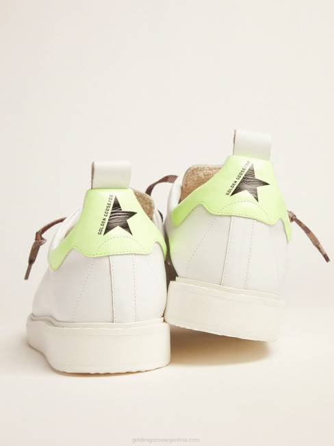 Golden Goose hombres zapatillas blancas starter ltd con refuerzo amarillo fluorescente en el talón 6846599