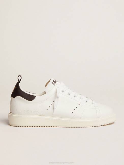 Golden Goose hombres zapatillas deportivas starter de piel blanca con refuerzo del talón de piel negra 6846687