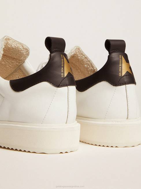 Golden Goose hombres zapatillas deportivas starter de piel blanca con refuerzo del talón de piel negra 6846687
