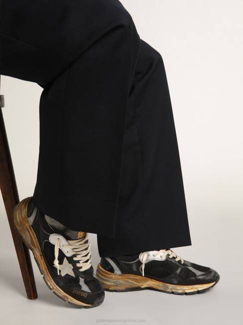 Golden Goose hombres Zapatillas deportivas dad-star de malla negra y napa con estrella de ante gris hielo 6846559