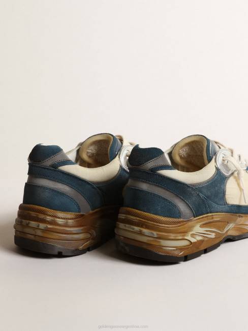 Golden Goose hombres dad-star de ante azul petróleo con estrella de piel blanca 6846636