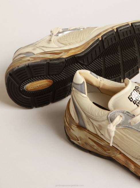 Golden Goose hombres dad-star de napa beige y nailon con estrella de piel blanca 6846663