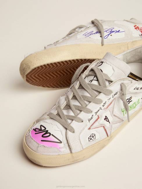 Golden Goose hombres Zapatillas deportivas super-star dream maker en color blanco con construcción invertida y detalles multicolores ocultos 6846552