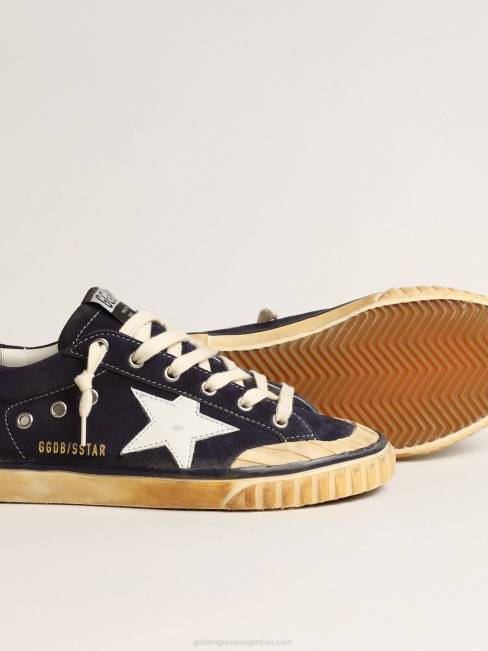 Golden Goose hombres super-star penstar ltd de ante azul con estrella blanca 6846671
