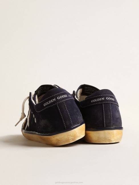 Golden Goose hombres super-star penstar ltd de ante azul con estrella blanca 6846671